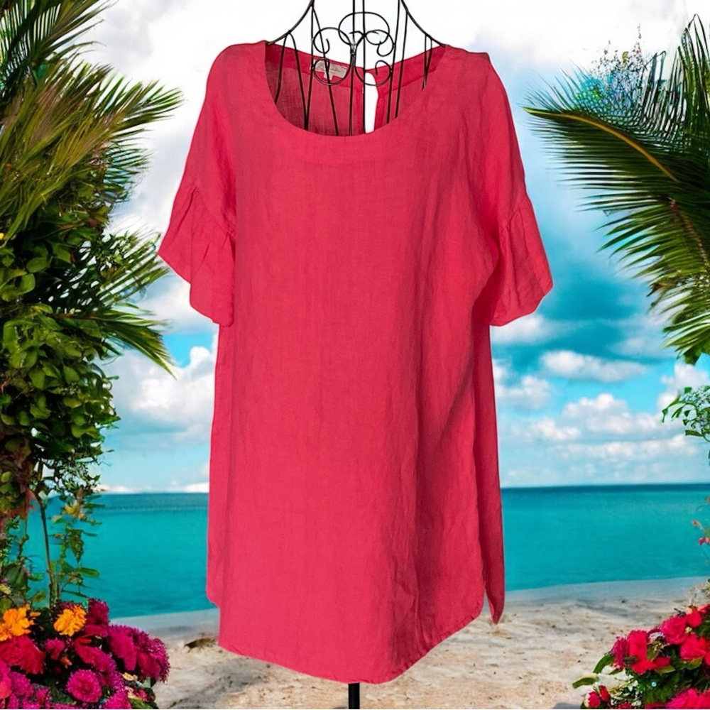 💖 Bellambra Italian Linen Ruffle Sleeve Dress 💖